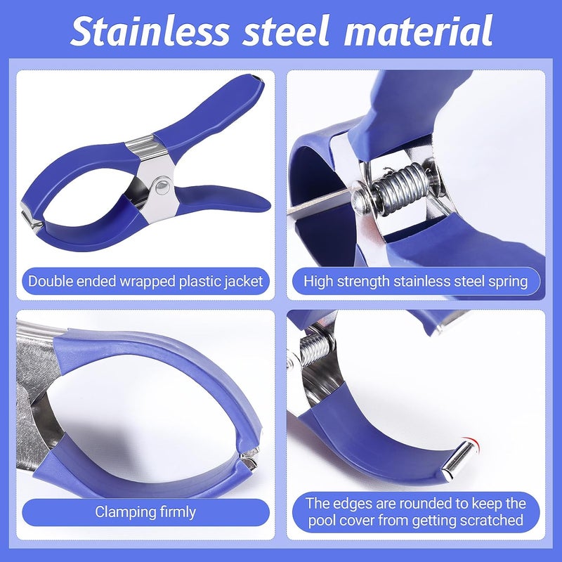 Tryly 18 PCS Swimming Pool Cover Clips, for Above Ground Pool Covers, Stainless Steel with Plastic Jacket, Windproof Secure Lock, Non-Slip Non-Scratch (4.7 Inch) - Image 3